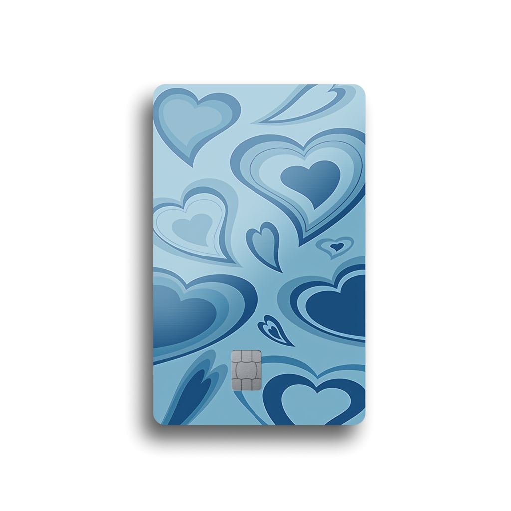 Blue Wavy Hearts Card Skin